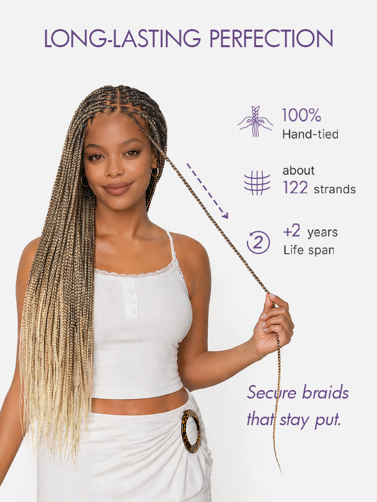 HD Lace Knotless Box Braided Wig | Real Scalp Look Glueless Wig - Qelavo