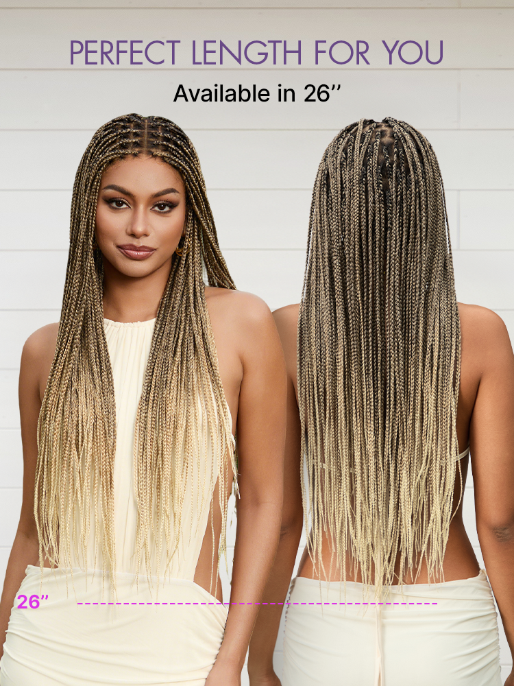 HD Lace Knotless Box Braided Wig | Real Scalp Look Glueless Wig - Qelavo