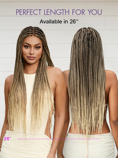 HD Lace Knotless Box Braided Wig | Real Scalp Look Glueless Wig - Qelavo