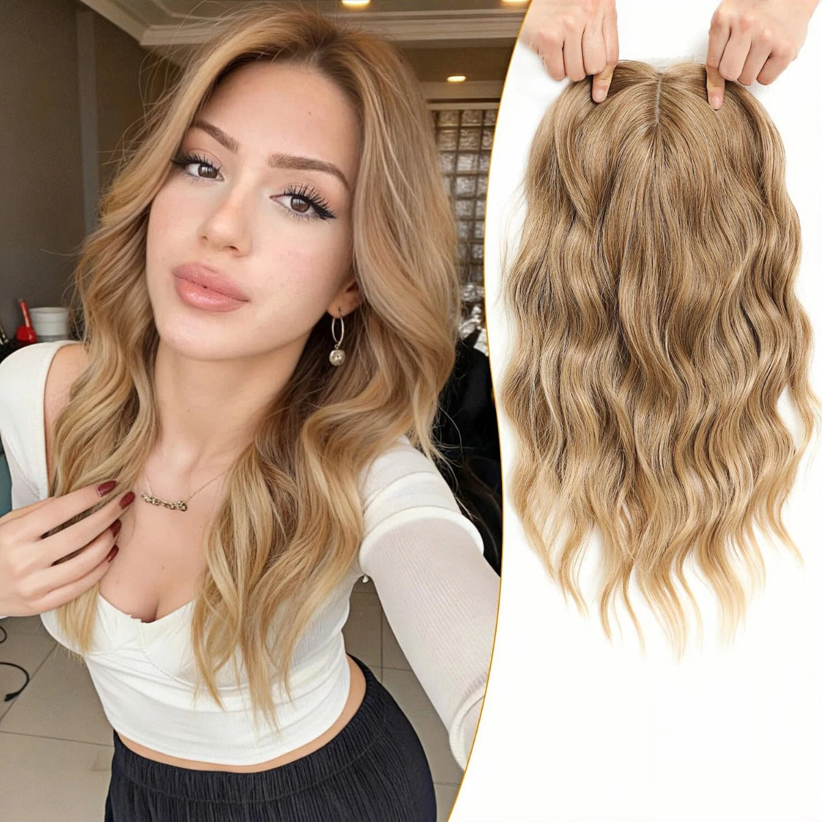 ⚡Final Hours –🌷2026 New Lightweight & Breathable Wavy Hair Topper